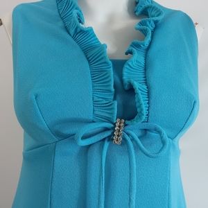 VTG 70'S Formal Accordian Pleated Neckline Empire